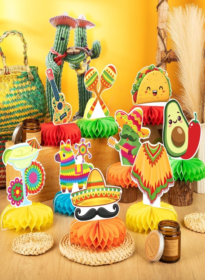 Hedeey 9Pcs Fiesta Party Decorations Mexican Party Honeycomb Table Centerpiece Cinco De Mayo Party Table Decoration Honeycomb for Taco Party Mexican Themed Party Birthday Day Of the Dead Supplies - Image 5